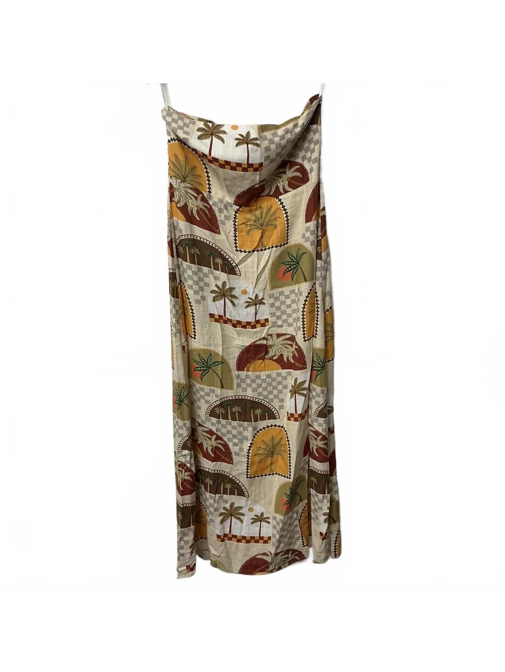 Paper Heart XL Tropical Print Rayon Linen Blend Maxi Dress with Spaghetti Straps